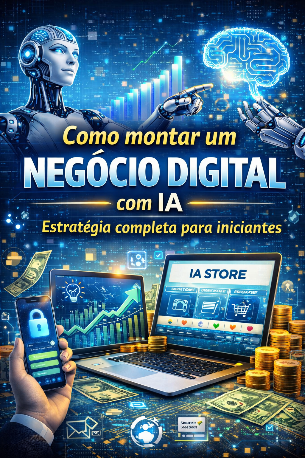 Capa do e-book 4: Negócio digital com IA — Estratégia completa